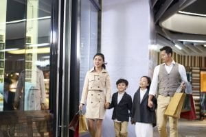Family shopping in clean environment